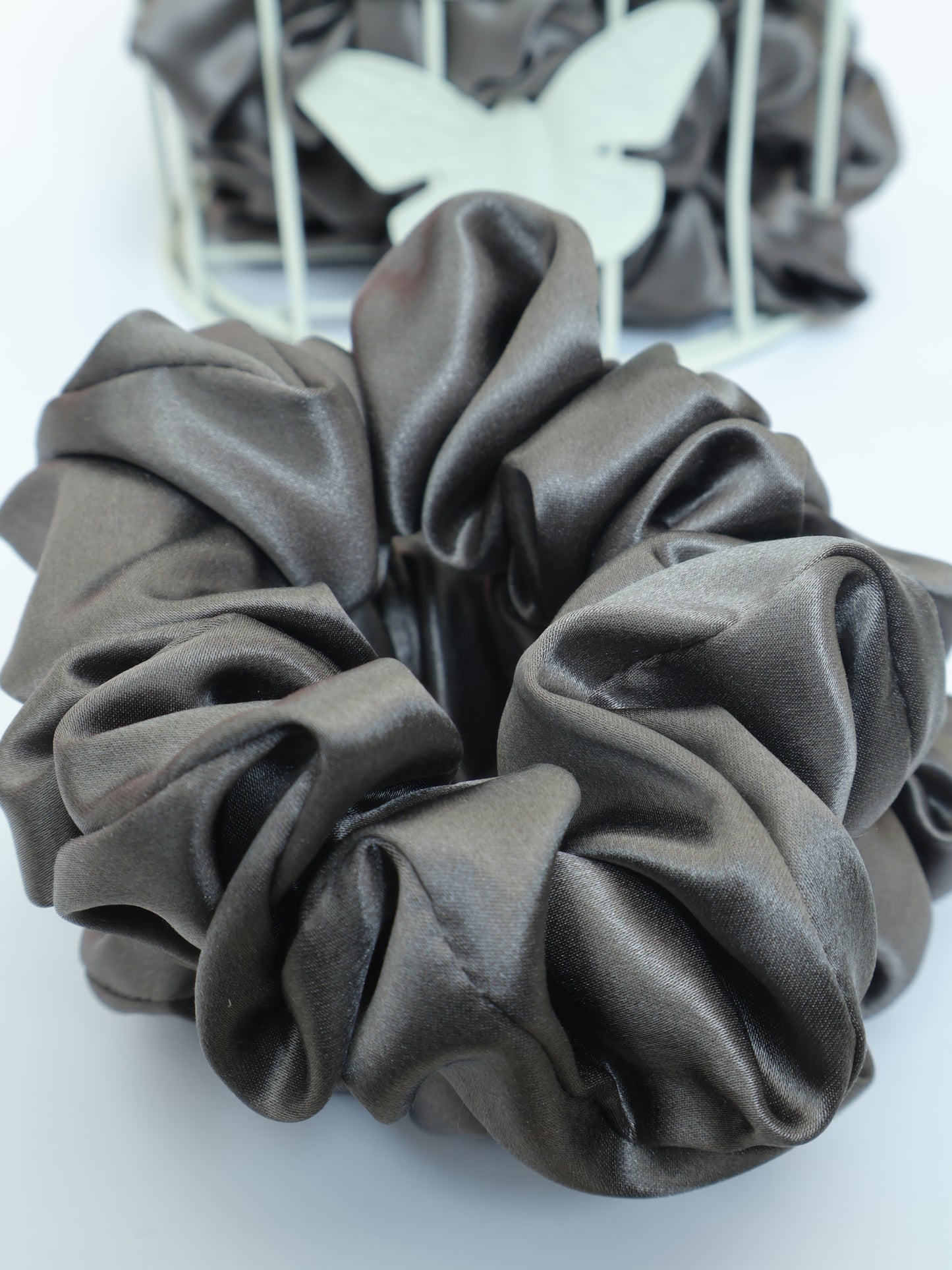 Silk Scrunchie - Charcoal - Thick 3.5cm