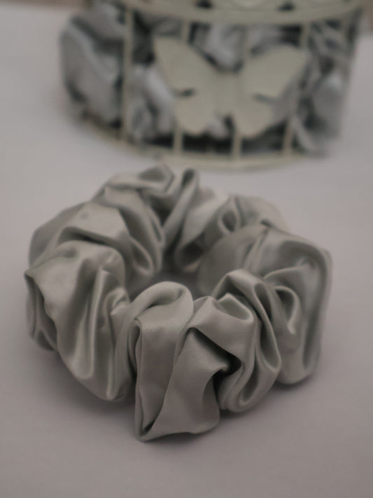 Silk Scrunchie –  Silver - Thick 3.5cm