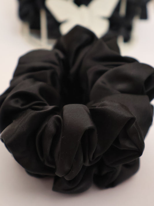 Silk Scrunchie – Black - Thick 3.5cm