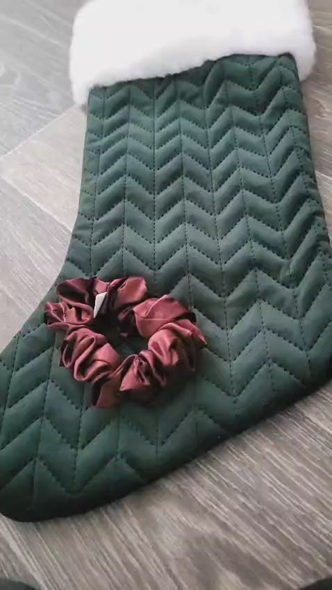 Thick 3 Silk Scrunchies – Classic Christmas Colours - Burgundy • Bottle Green • Navy Blue